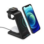 UNIGEN UNIDOCK 250 3-in-1 Wireless Charging Stand with 15W Type-C PD for All iWatch | AirPods 2/3/Pro | All Qi Enabled Devices (Black)