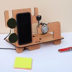 Wooden Pen holder with Mobile Stand | Multi-Purpose 5 in 1 Eco friendly Desk Organizer Gift for husband, students, friend, brother | Use it in Home, Office