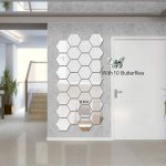 Wall1ders Mirror Stickers for Wall, Hexagon Mirror Wall Stickers, Acrylic Mirror Wall Sticker, Hexagonal Mirror Wall Sticker, Wall Mirror Stickers. Pack of 28 (Silver)