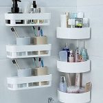 ocreta ABS Plastic Kitchen Bathroom Wall Holder Storage Rack, Corner Shelf (White Colour only) -Combo of 5 Pieces Plastic Wall Shelf (2 Bathroom Shelves + 3 Corner Triangle Shelves)