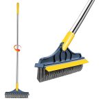 Zureni 2-in-1 Bathroom Cleaning Brush with Floor Scrubber & Wiper 120° Rotating Head Long Handle Perfect for Cleaning Hard Floors, Tiles, Bathtubs & Swimming Pools Ideal Cleansing Tool