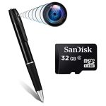 CAMERAM Pen Smart Camera 85 Minutes Pen Battery Life with 32GB Card Mini Slim Body Pen 1080p Camera Video Audio Recording for Home, Office and Classroom