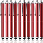 iAccessories Universal Capacitive Stylus Pen Compatible with All Touch Screens Devices, Smartphones and Tablets Pack of 10 Red