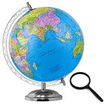 zest 4 toyz Globe for Kids, Stem Steam Educational World Globe with Magnifying Glass for Kids/Political Office/Students – 8 Inch(Blue)