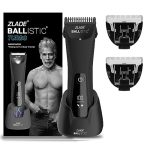 Zlade Ballistic TURBO 3.0 Manscaping Body Trimmer for Men | Private Part Shaving, Beard, Pubic Hair Groomer | Waterproof, Cordless,Rechargeable | Wireless Charging, Travel Lock | 1.5mm Sensitive Comb, Zero Nicks or Cuts, 1 Trimmer + 2 Blades
