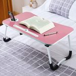 AUNO Homes Table Laptop Study Bed Home Wooden Foldable Students Stand Office Computer Desk Folding Work Tables laptops Portable (Pink)