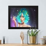 GADGETS WRAP Printed Photo Frame Matte Painting for Home Office Studio Living Room Decoration (17x11inch Black Framed) – Anime Girl With Neon Hair