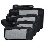 FATMUG Packing Cubes Travel Pouch Bag Organiser Set of 8 (2 x Large, Medium, Small and Slim) – Black(Polyester)