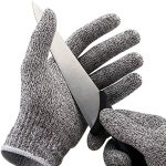 Mizzo Anti Cutting Cut Resistant Hand Safety Gloves Cut-Proof Level 5 Protection with Rubber Grade Finishing for Women Kitchen Food Vegitables, Gardening Care, Industrial (Free Size, Grey)
