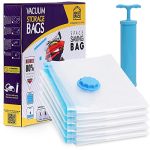 ABOUT SPACE Vacuum Bags for Clothes with Pump (5 Pcs) – Reusable Vacuum Storage Bags with Ziplock & Hand Pump, Space Saver Bags/Sealer Bags for Travel & Home 2(40x 60 cm), 2(50×70 cm), 1(60x 80 cm)