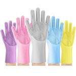 Dishwashing Sponge Gloves for Kitchen ,Silicone Gloves Reusable Rubber Cleaning Gloves ,Silicone Dishwashing Scrubber Glove