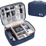 Zerfa Electronics Accessories Organizer Bag, Universal Travel Gadget Bag for Cables, Plugs, Chargers, and More, Ideal Size for Pad, Phone, and Hard Disk (24.5cm x 10cm x 18.5cm) (Dark Blue, Polyester)