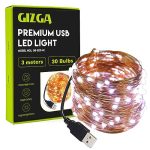 GIZGA Essentials Copper LED Fairy String Lights with USB, High Brightness, Low Power Consumption, Indoor Outdoor Decoration, Diwali Light, Christmas Decor, Party Light, 3 Meter, Warm White, Pack of 1