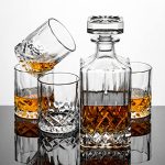Verolux Whiskey Decanter Set with 4 Glasses in Gift Box, Unique Anniversary Housewarming Birthday Gifts for Men Dad Husband Boyfriend, for Bourbon Whiskey Liquor Scotch Gin Rum Tequila Vodka Brandy