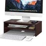 Dime Store Wooden Monitor Stand with Storage Organizer for Desk, Tables, Office, Home, Studio, Study Table | Desktop Ergonomic Monitor Stand Riser (Medium, Brown)