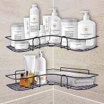 BonKaso Premium Metal Multipurpose Self Adhesive Kitchen, BathroomCorner Rack Shelf, Black Color with Powder Coated Finish (Pack of 2)