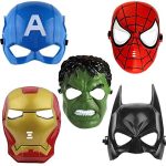 FAVELA Super Hero Set of 5 Superhero Cartoon Plastic Mask for Kids Roleplay – Superhero Birthday Party Props Return Gift (Superhero-Face-Mask) (Super-Hero-Mask-5pcs)