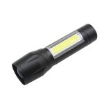 GOR Aluminum-Alloy Mini High Power Chip on Board Q5 LED Rechargeable Zoomable Flashlight Torch (Black)