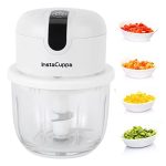 InstaCuppa Rechargeable Mini Electric Chopper – Stainless Steel Blades, One Touch Operation, For Mincing Garlic, Ginger, Onion, Vegetable, Meat, Nuts, (White,350 ML,Pack of 1)