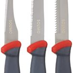 Amazon Brand – Solimo Premium High-Carbon Stainless Steel 3 Piece Knife Set | Tomato, Laser & Slicing Knife | Ergonomic Handle Design