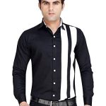 Gadgets Appliances Men’s Imported Casual Color Blocked Slim Fit Long Sleeves Shirts (Black, Medium)