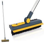 DOCAT Bathroom Cleaning Brush with Wiper Upgraded 3 in 1 Bathroom Tiles Cleaning Brush with Long Handle, Floor Cleaner Brush 180° Rotate Bathroom Brush for Household Cleaning Supplies Bathroom Gadgets