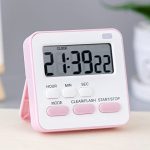 wolpin Digital Kitchen Timer Stopwatch|Countdown Large Digits|Loud Alarm|Magnetic Stand Round|For Cooking | Baking | Kids Study Teacher Shower Bathroom Oven Round Back Stand Hanging Hole|Pink & White