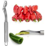 Mockery Pepper Seed Corer Remover Tool Jalapeno Chili Deseeder, Sharp Edge Kitchen Gadget Dishwasher Safe, Slice Off Vegetables Tops for Barbecue (1Piece)