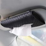 Automaze PU Leather Car Sun Visor Back Seat Tissue Napkin Box Holder, Interior Car Accessories (Black, Sun Visor Type)
