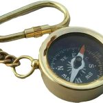 Antique Pocket Compass Key Chain Set Vintage Brass Navigational Tool Keychain