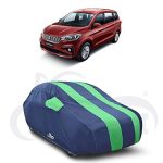 CURB Car Body Cover for New Maruti Suzuki Ertiga Smart Hybrid at ZXi Water Resistant Dust Proof Fit for All Variants(Strips Green)