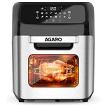 AGARO Regency Air Fryer, 12L, Family Rotisserie Oven, 1800W Electric Air Fryer Toaster Oven, Tilt Led Digital Touchscreen, 9 Presets Menu For Baking, Roasting, Toasting Etc, With Accessories, Silver