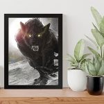 GADGETS WRAP Printed Photo Frame Matte Painting for Home Office Studio Living Room Decoration (9x11inch Black Framed) – Wolf Black