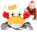 Crawling Crab Baby Toy Gifts: Tummy Time Toys Walking Dancing Cute Essentials Electric Induction Sensory Stuff Moving Babies Crabs with Light Up Music for Toddler Boys Girls Items Interaction Gadgets