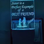 Gadgets World Sister Slogan Acrylic 3D Optical Illusion Night Lamp, RGB 7 Colors Auto Colour Changing LED Plug and Play Night Light, Office Day Light, for Home and Office, Best for Gift, Multicolour