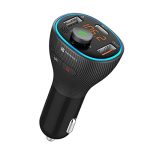 Portronics Auto 15 Bluetooth – FM Transmitter in-Car Radio Adapter for Hands-Free Calling, Music Streaming, USB Reading (PD 20W+QC3.0) Fast Charger, Supports All Smartphones (Black)