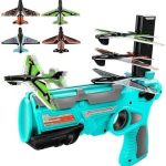Happy Goods Airplane Launcher Gun Toy with 4 Paper Foam Glider Planes Kids Gadget for Fun Outdoor Sports Activity Play Catapult Pistol with Continuous Shooting Flyers, Multicolor