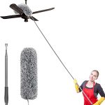 2023 Upgraded Long Handle Microfiber Feather Ceiling Duster for Dust Cleaning with extendable Pole 30-100 Inch with Anti Scratch Bendable Head Brush for Cleaning High Cobweb Stick high Ceiling Fan