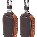 Contacts Genuine Leather Car Remote Key Case | Smart Protection Key Holder for Car Key | Key Chain Bag | Auto Remote Keyring Wallet (Brown, Pack of 2)………