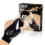 XSEYE Gifts for Men Women, LED Flashlight Gloves, Unique Tools for Him, Dad Gifts for Husband Boyfriend, Cool Gadgets Stuff for Night Repairing Fishing Running Camping,Anniversary Birthday Gifts Ideas, Black-led, Free Size