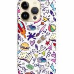 Dugvio Printed Colorful Hard Back Case Cover & Compatible for Apple iPhone 14 Pro | Student Study Gadgets Art (Multicolor)