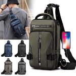 VAIDUE Sling Bag For Men Shoulder Crossbody Backpack Waterproof Gadget Organizer Chest Bag For Travel Messenger Bag Anti-Theft Side Chest Bag With USB Charging Port & External Mobile Zipper Pocket.