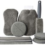 Amazon Brand – Solimo Car Cleaning Kit (Set of 9, Grey)