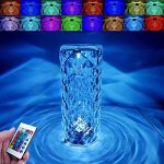 Desidiya® Crystal Lamp,16 Color Changing Rose Crystal Diamond Table Lamp,USB Rechargeable Touch Bedside Lamp Night Light with Remote Control, for Bedroom Living Room Party Dinner Decor