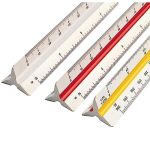 DHARAM CREATION Triangle Scale Ruler, 30cm (12 Inch) Long Plastic Drafting Scale Ruler Very Useful to Architect, Engineer, Students, Office Employee (1-Piece)