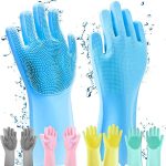 Zexica® Silicone Hand Gloves for Dish Washing Kitchen Cleaning Gloves, Pet Grooming, Great for Washing Dish, Car, Bathroom (Multicolor)