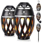 ANERIMST Outdoor Bluetooth Speakers, Waterproof Wireless Speakers with Torch Flame Light, Cool Gadgets for Men Women, LED Lantern for Grilling Gardening Camping Patio Hot Tub, 2 Pack (Black)