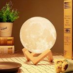 Desi Rang® Moon Light Lamp 3D 15cm Diameter 3 Color Touch Sensor Dimmable with Stand USB Chargeable Night Glow for Bedroom Kids