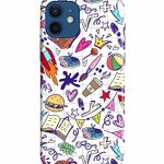 Dugvio Printed Colorful Hard Back Case Cover & Compatible for Apple iPhone 12 | Student Study Gadgets Art (Multicolor)