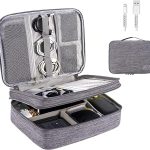 Electronics Accessories Double Layer Organizer Bag, Universal Carry Travel Gadget Bag for Cables, Plug and More, Perfect Size Fits for Pad Phone Charger Hard Disk (Ash Grey)